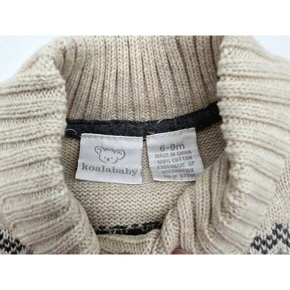 Koala Baby Infant Fair Isle Pattern Romper 6-9M 100% Cotton Beige & Brown - Picture 4 of 5